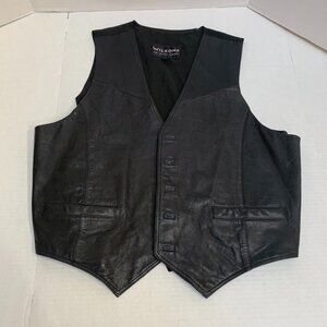 Vintage Wilson Mens Leather Motorcycle/Biker Vest Size 1X Black